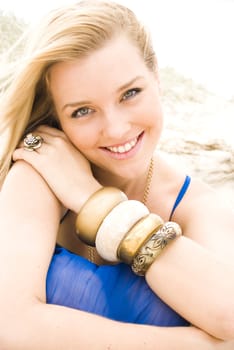 pretty young girl at the beach in summer