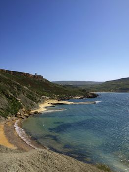 Typical summer landscape and scenery from the coast in Malta.