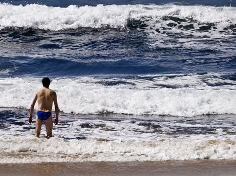 Man on the beach in Malta in the Mediterranean