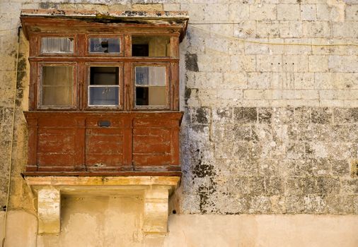 Mediterranean type and style of closed wooden balcony in Malta
