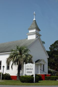 An old Christian church in a rural southern Georgia town.
