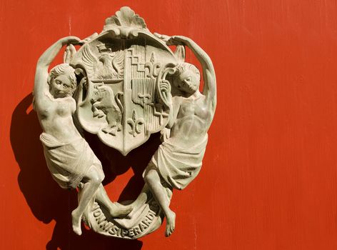 Authentic medieval lock and fittings on a door in Mdina on the island of Malta