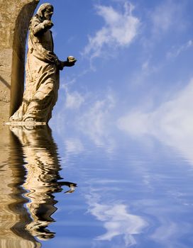 Medieval statue of Jesus in the old city of Mdina in Malta, on public National Cathedral Museum