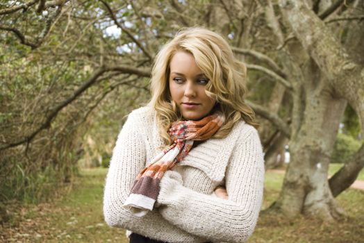 Beautiful girl relaxing in the park