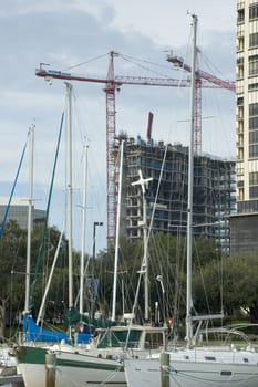 A new building goes up near the Marina in St. Petersburg, Florida.