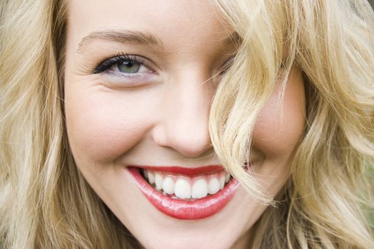 close-up of a beautiful girl laughing