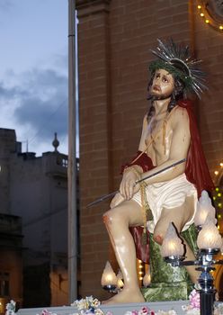 Various Biblical figures from the passion of the Christ during the good Friday procession in Luqa in Malta  