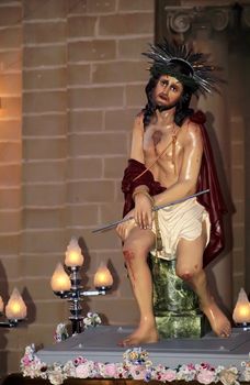 Various Biblical figures from the passion of the Christ during the good Friday procession in Luqa in Malta  