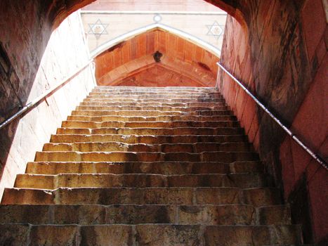 Stairs leading to the top of Humayun's Tomb in New Delhi, India