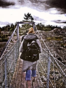 Swingbridge in Stendörrens nature reserve.