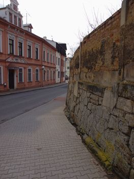 the old castle wall in center town in Decin, czech Rebublic
