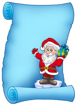 Blue parchment with Santa Claus 5 - color illustration.