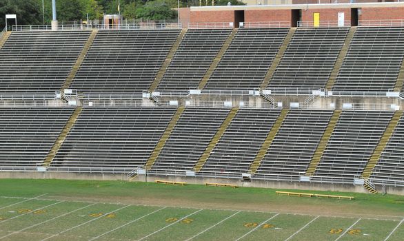 Football stadium totally empty.