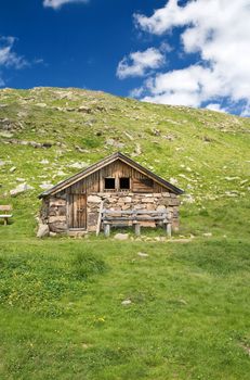Characteristic mountains house called Baita