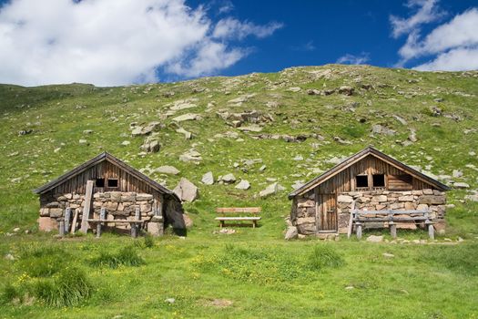 Characteristic mountains house called Baita