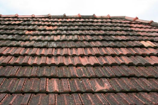 old roof coated by rooftiles in Ston (Croatia)