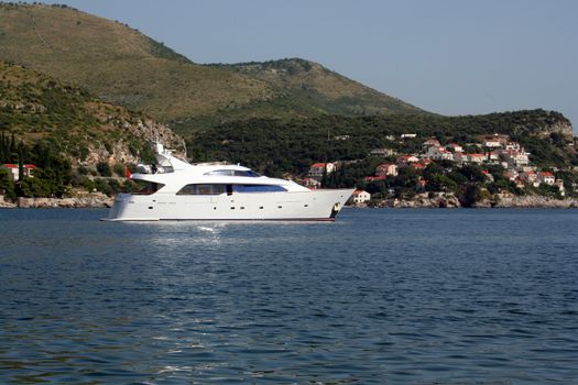 a medium yacht on the coast of Adriatic Sea in Zaton (Croatia)