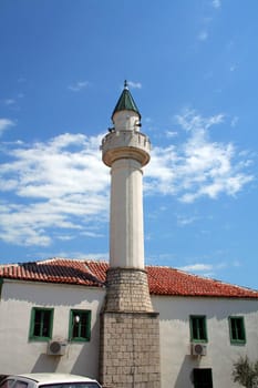 white minaret in Ulcinj (Montenegro)