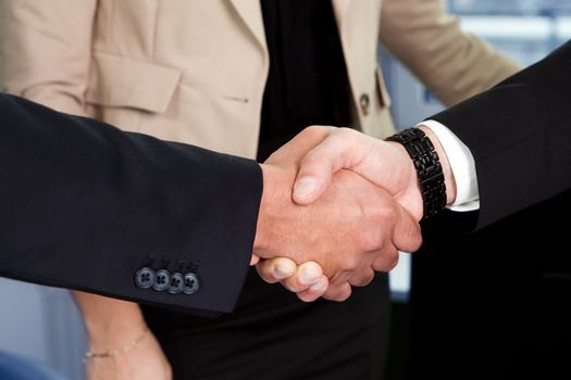 Business handshake over the deal. Close-up shot