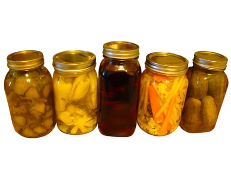 Freshly picked and pickled pickles