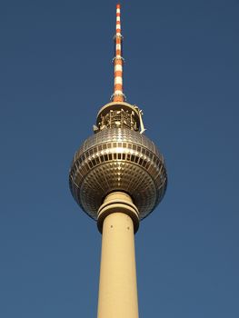 Berlin Fernsehturm television tower over blue sky