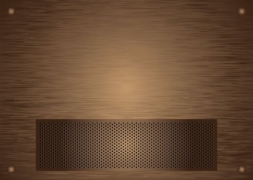 brushed bronze metal background with grill and screws