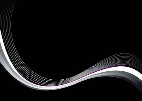 Abstract black and silver background with copy space and wave design