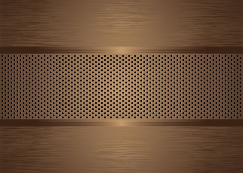 bronze abstract brushed metal background wit holes punched