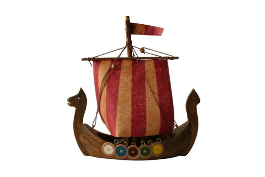 model of viking boat isolated on white background