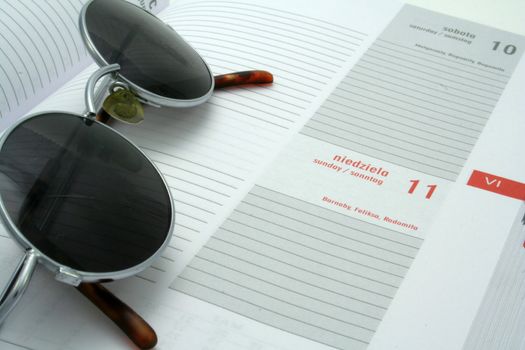 dark glasses on the calendar