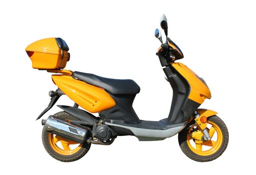 yellow scooter isolated on white background witn clipping path