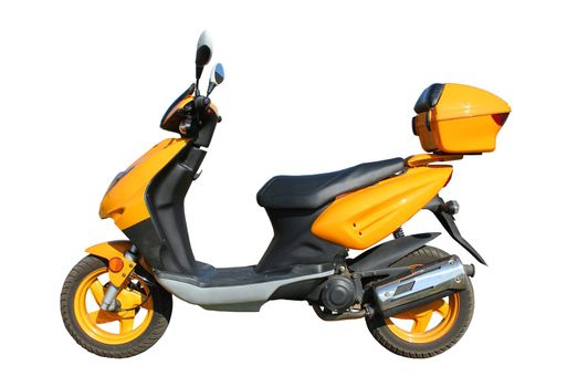 yellow scooter isolated on white background witn clipping path