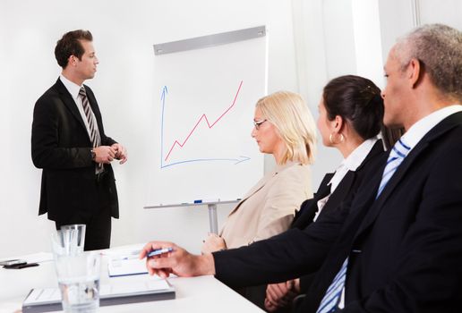 Businessman giving a presentation to his colleagues