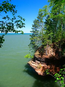 View of Lake Superior from Apostle Islands National Lakeshore in northern Wisconsin.