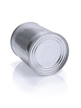 A single tin can isolated on white.