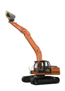 excavator isolated on perfectly white background with clipping paths