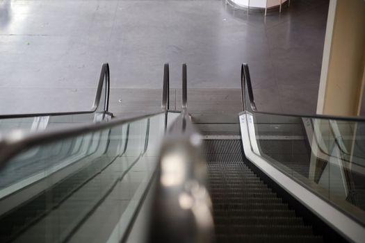 empty escalators in metro station