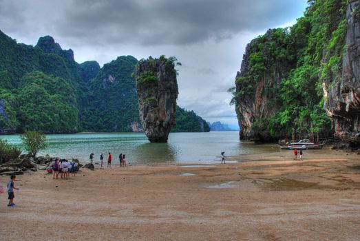 The famous rock at James Bond Island in Asia