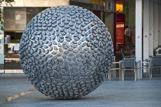 Giant metal sphere in downtown Brisbane