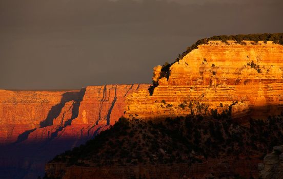 Grand Canyon Detail Featuring Ridge at Sunset