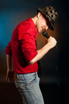 Energetic young men signing. Shot in studio