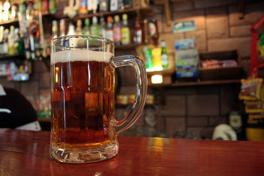 mug of beer on the bartop