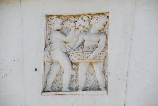 close up photo of a architectural detail on a old building