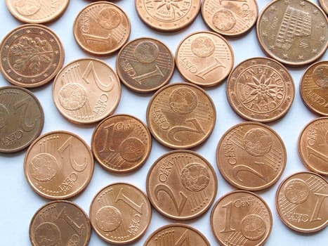 A bunch of Euro coins money (European currency)