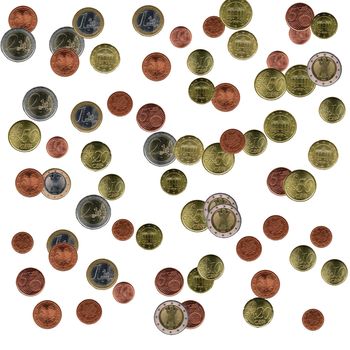 Collage of Euro coins money useful as a background