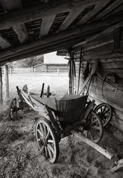old-time village vehicle cart on the farm. 