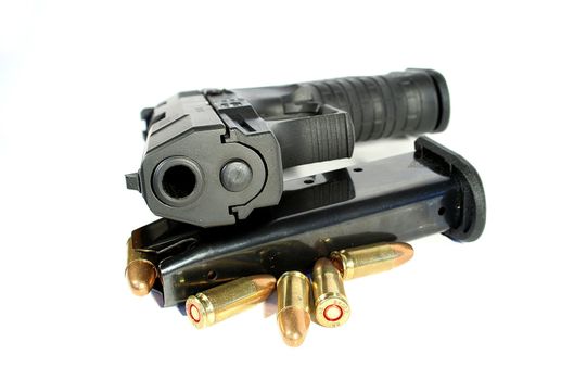 real gun and clip with ammo 9 mm