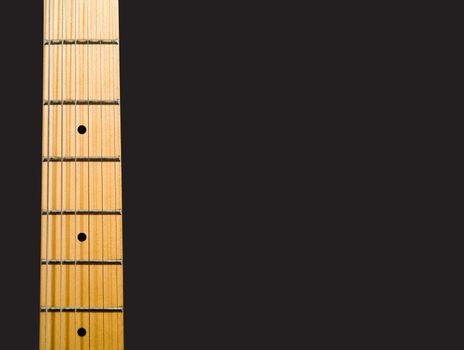 guitar's neck over black background with notes - hi res 12,7 mpix