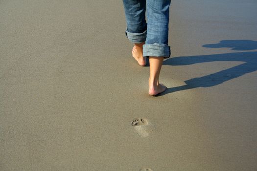 woman walking on the beach - Baltic sea