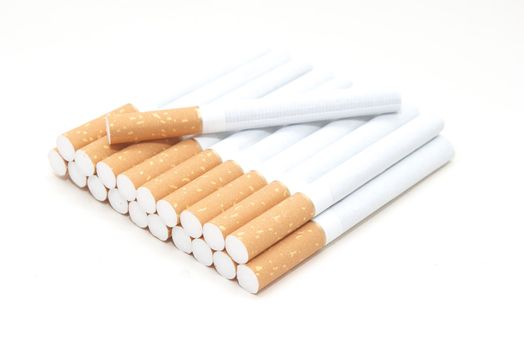 photo of the cigarettes with filter on isolated background